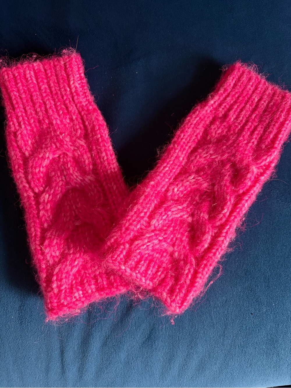 LOFT Bright Hot Pink Knit Fingerless Gloves
